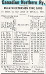 Canadian Northern Ry-Duluth Extension timecard, October 1901.